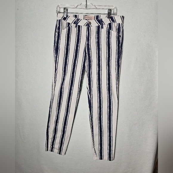 Philosophy Jeans White and Blue Striped Women's Size 8 - Picture 6 of 9